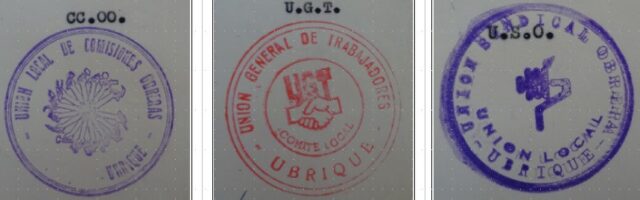 Sellos de los sindicatos de Ubrique.